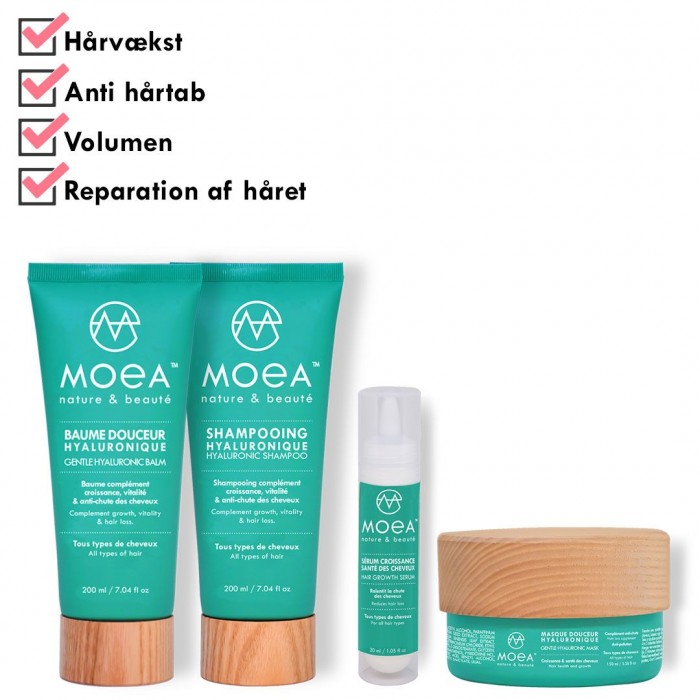 3 hårvækstprogram: shampoo, balsam, maske og serum